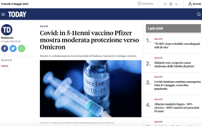Covid: in 5-11enni vaccino Pfizer mostra moderata protezione verso Omicron