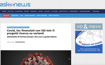 Covid, Ue: finanziati con 120 mln 11 progetti ricerca su varianti