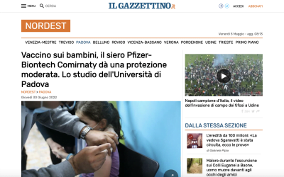 Vaccino sui bambini, il siero Pfizer-Biontech Comirnaty dà una protezione moderata. Lo studio dell’Università di Padova