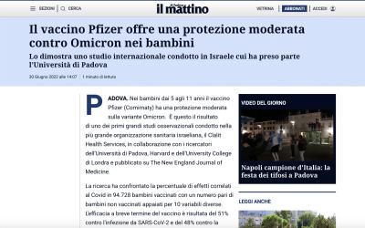 Il vaccino Pfizer offre una protezione moderata contro Omicron nei bambini