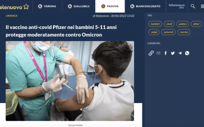 Il vaccino anti-covid Pfizer nei bambini 5-11 anni protegge moderatamente contro Omicron