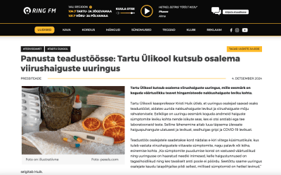 Panusta teadustöösse: Tartu Ülikool kutsub osalema viirushaiguste uuringus
